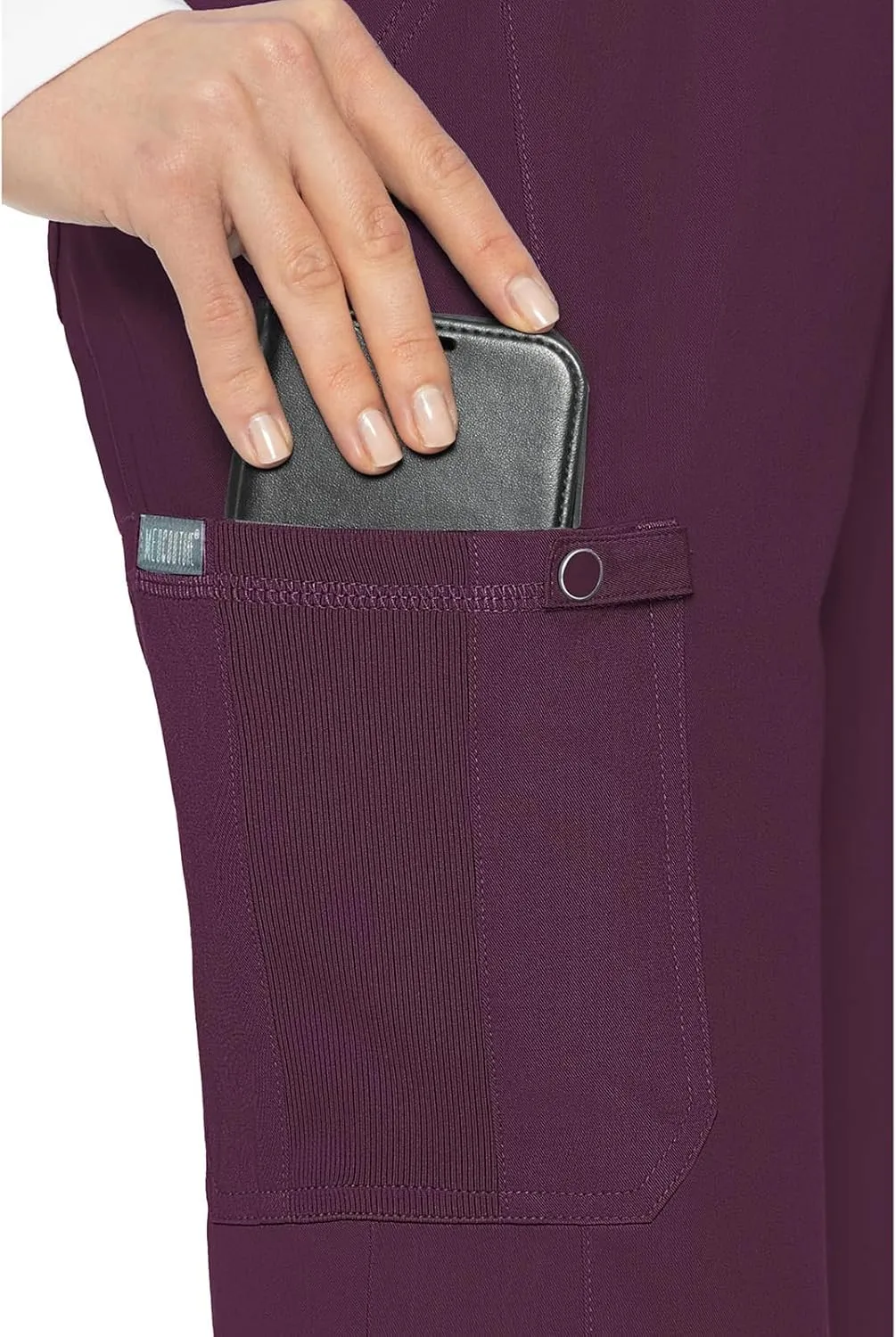 Med Couture Scrub Pants for Women, Jersey Waist Yoga Bottoms, 6 Pockets with Mid Rise Drawstring Waistband - MC7725