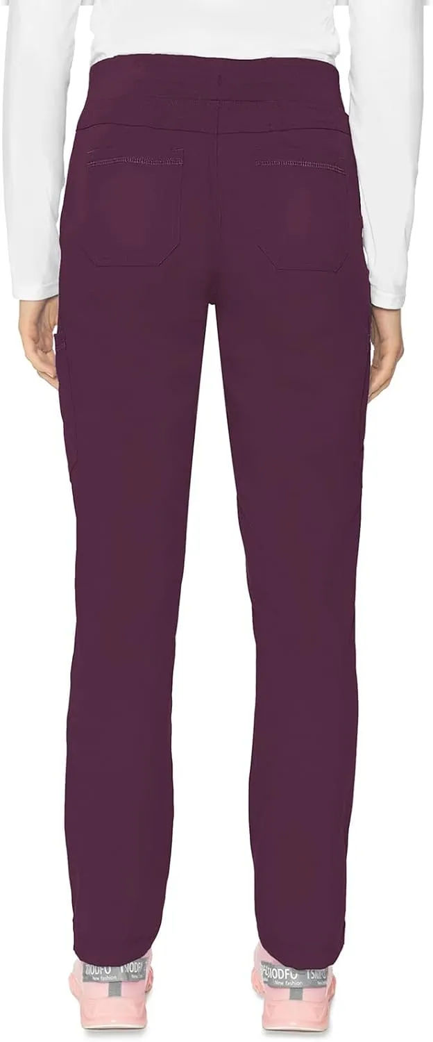 Med Couture Scrub Pants for Women, Jersey Waist Yoga Bottoms, 6 Pockets with Mid Rise Drawstring Waistband - MC7725
