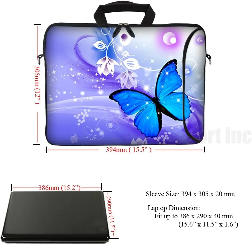 Meffort Inc 15.6 Inch Neoprene Laptop Bag - Water Resistant, Reinforced Zipper, Extra Pocket, Fits 15" to 15.6" Laptops