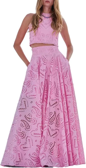 Melliflo Two Piece Skirt Set for Women Crop Tank Tops Long Skirt Set Sleeveless Maxi Dress Nightclub Party Dress with Pockets