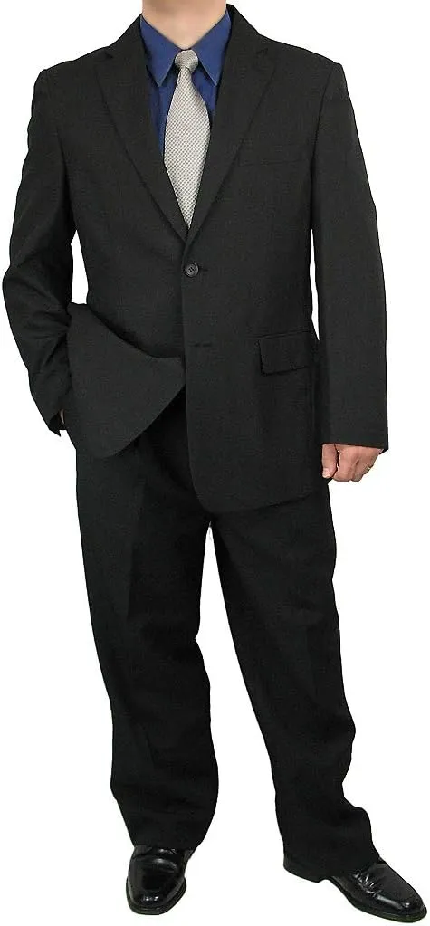 Mens 2-Piece Regular Fit Dress Suit Single-Breasted Jacket & Flat-Front Pants Includes Free Stylish Socks