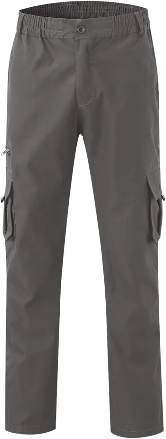 Mens Cargo Pants, Fleece Casual Cotton Jogger Multi Pockets Outdoor Sports Hiking Work Sweatpants, Capris Pants for Men