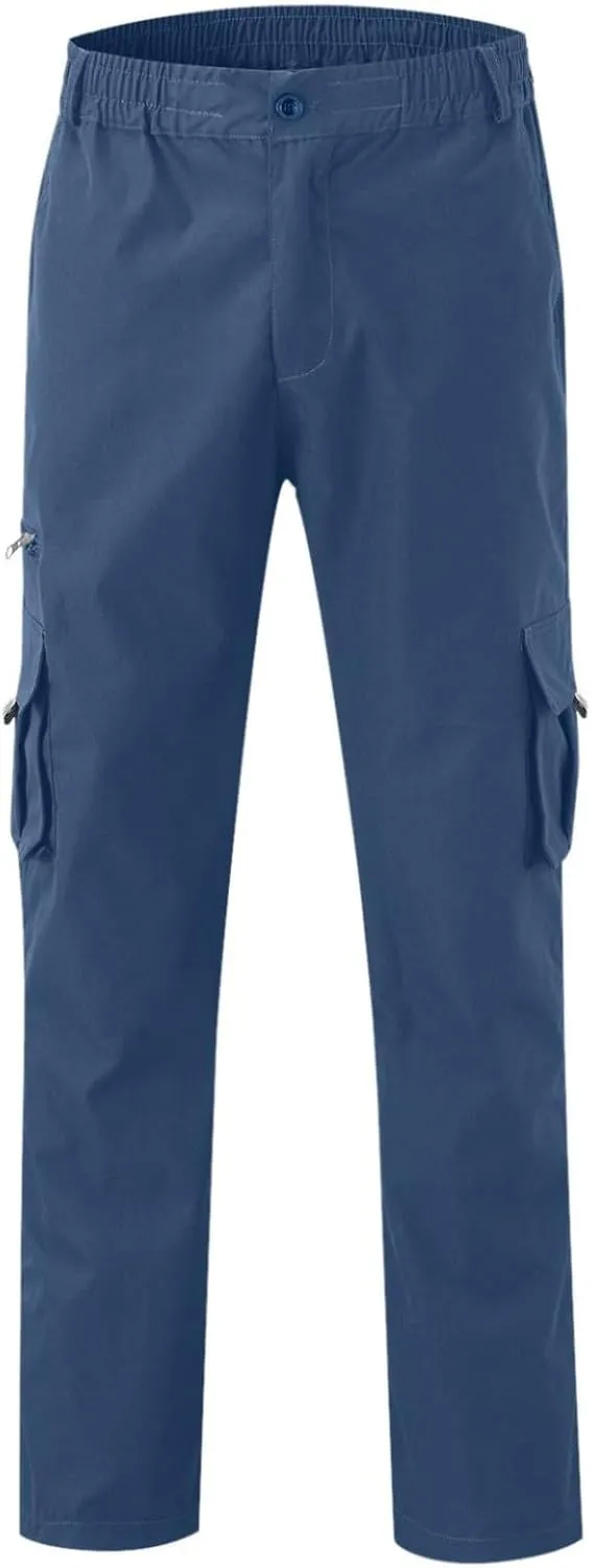 Mens Cargo Pants, Fleece Casual Cotton Jogger Multi Pockets Outdoor Sports Hiking Work Sweatpants, Capris Pants for Men