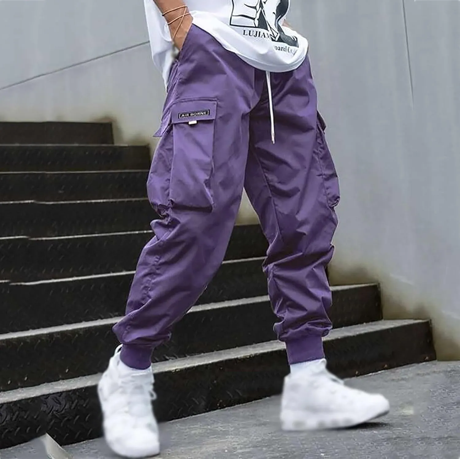 Men's Cargo Pants Solid Color Summer Lightweight Trousers Lounge Loose Fit Overalls House Outdoor Hiking Joggers