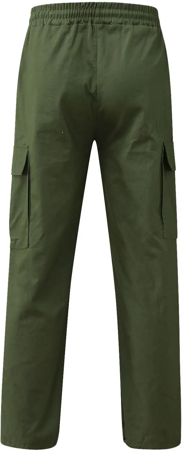 Men's Cargo Pants Solid Color Summer Lightweight Trousers Lounge Loose Fit Overalls House Outdoor Hiking Joggers