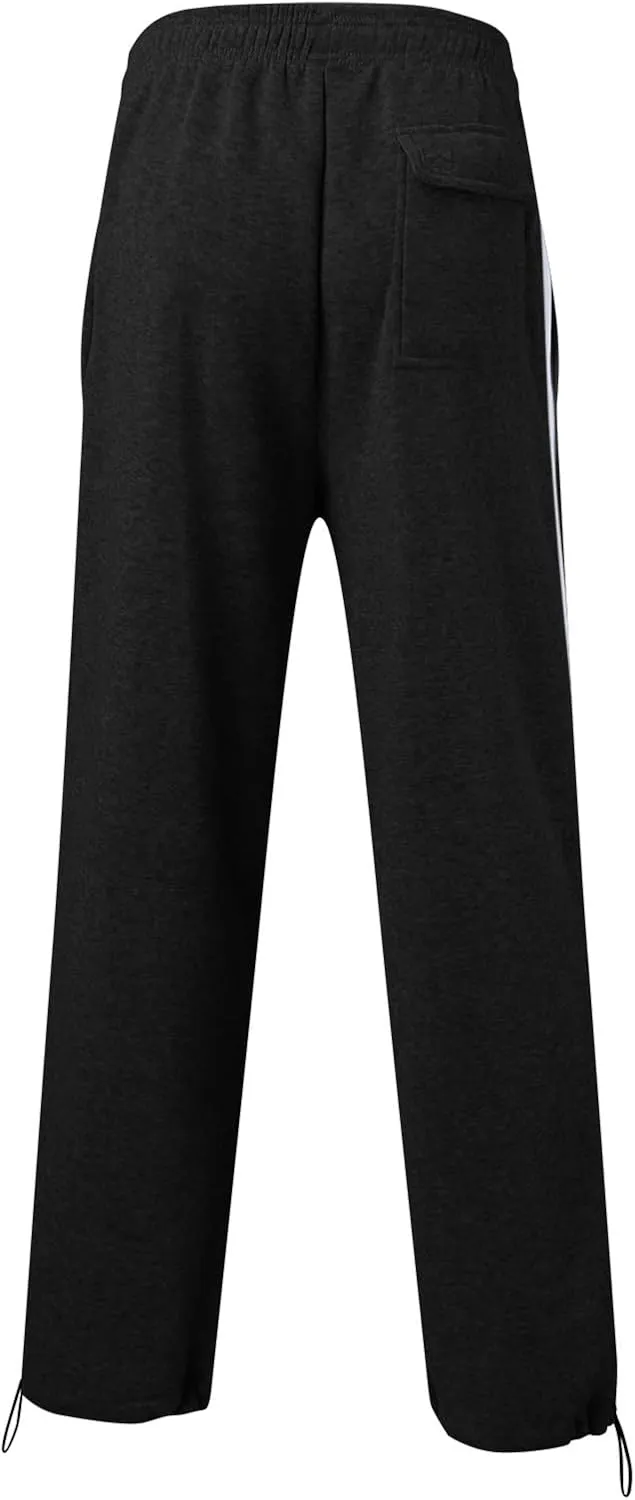 Mens Cargo Pants Stretch Elastic Waist Drawstring Joggers Pants, Color Block Sweatpants, Outdoor Trousers