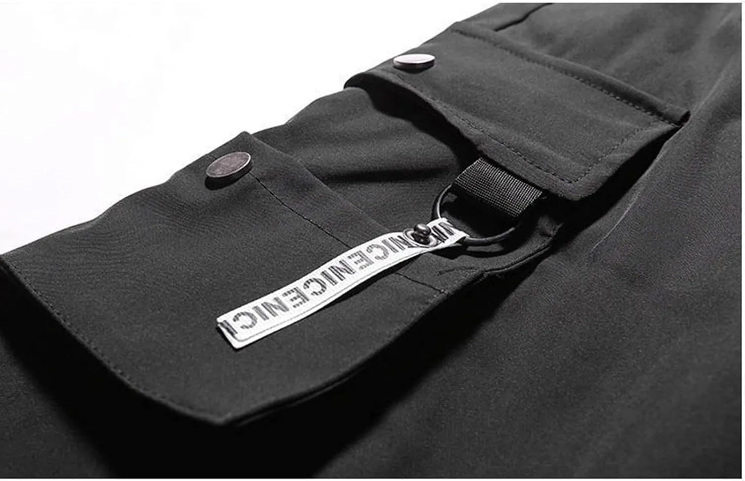 Men's Casual Cargo Pants, Elastic Waist Drawstring Athletic Techwear Joggers Tapered Pants with Flap Pockets