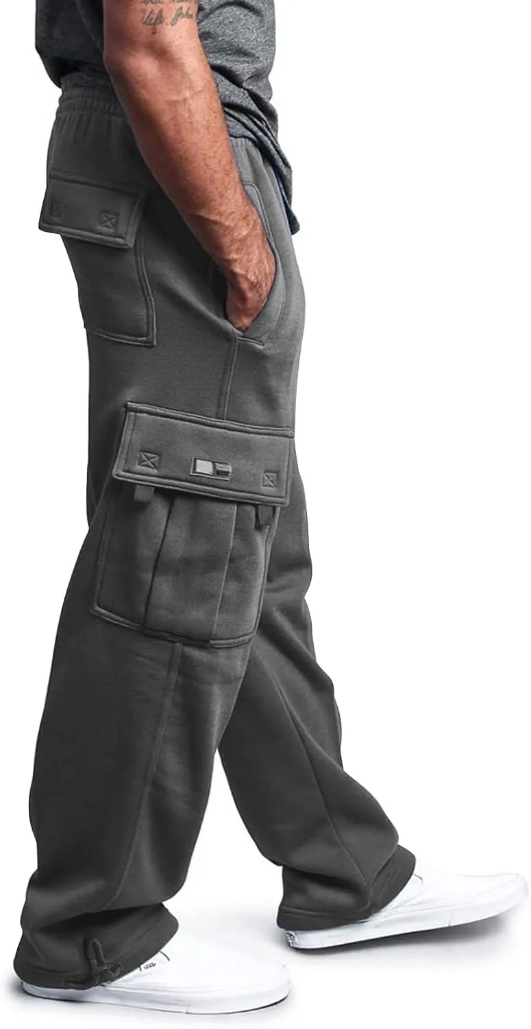 Men's Casual Cargo Pants, Hiking Pants Workout Joggers Sweatpants for Men, Rope Loose Fit Lightweight Sports Trousers