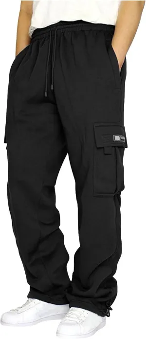 Men's Casual Cargo Pants, Hiking Pants Workout Joggers Sweatpants for Men, Rope Loose Fit Lightweight Sports Trousers