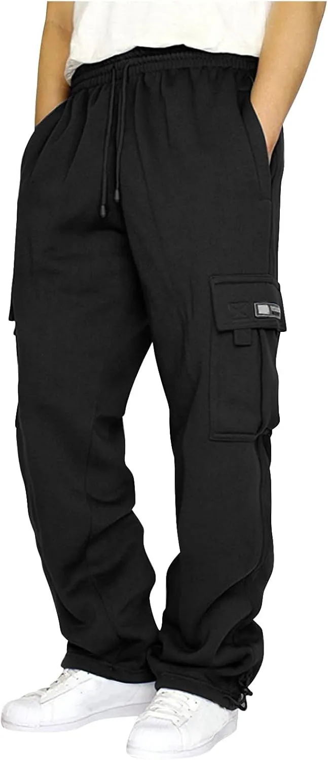 Men's Casual Cargo Pants, Hiking Pants Workout Joggers Sweatpants for Men, Rope Loose Fit Lightweight Sports Trousers