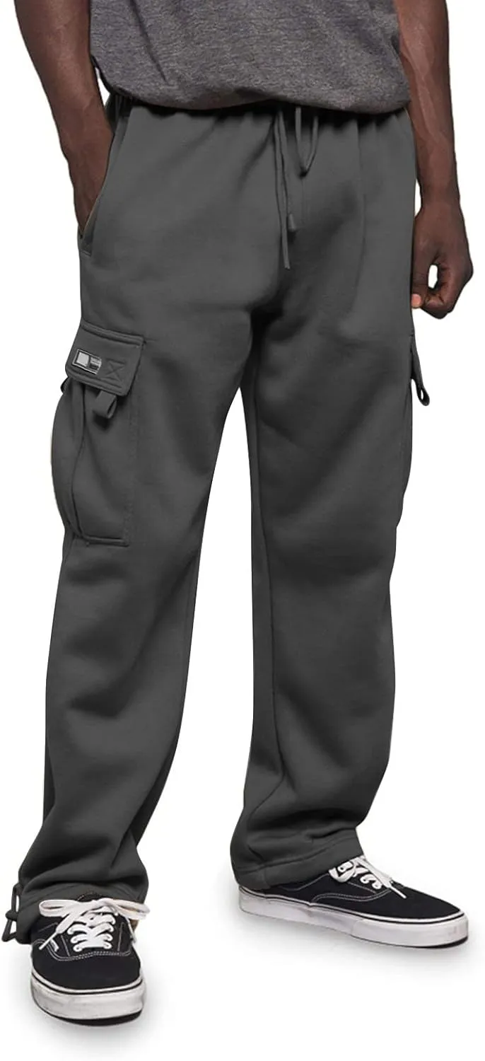 Men's Casual Cargo Pants, Hiking Pants Workout Joggers Sweatpants for Men, Rope Loose Fit Lightweight Sports Trousers