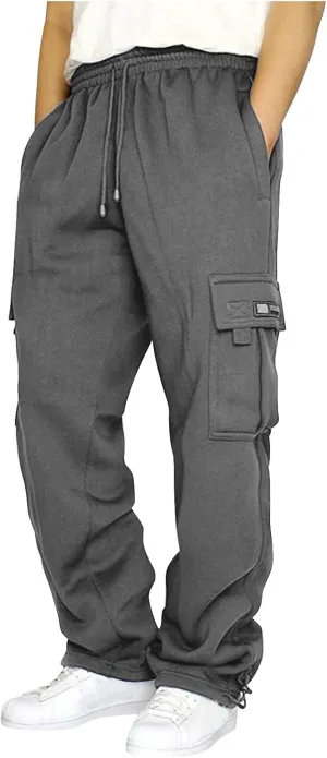 Men's Casual Cargo Pants, Hiking Pants Workout Joggers Sweatpants for Men, Rope Loose Fit Lightweight Sports Trousers