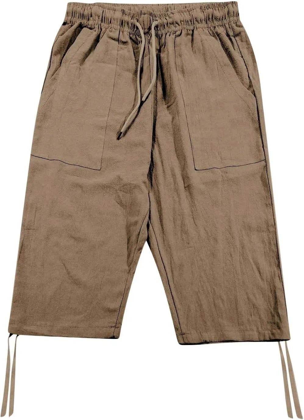 Mens Casual Linen Pants Summer Elastic Waist Straight Leg Loose Fit Beach Slacks Joggers Sweatpants, Tactical Pants Men