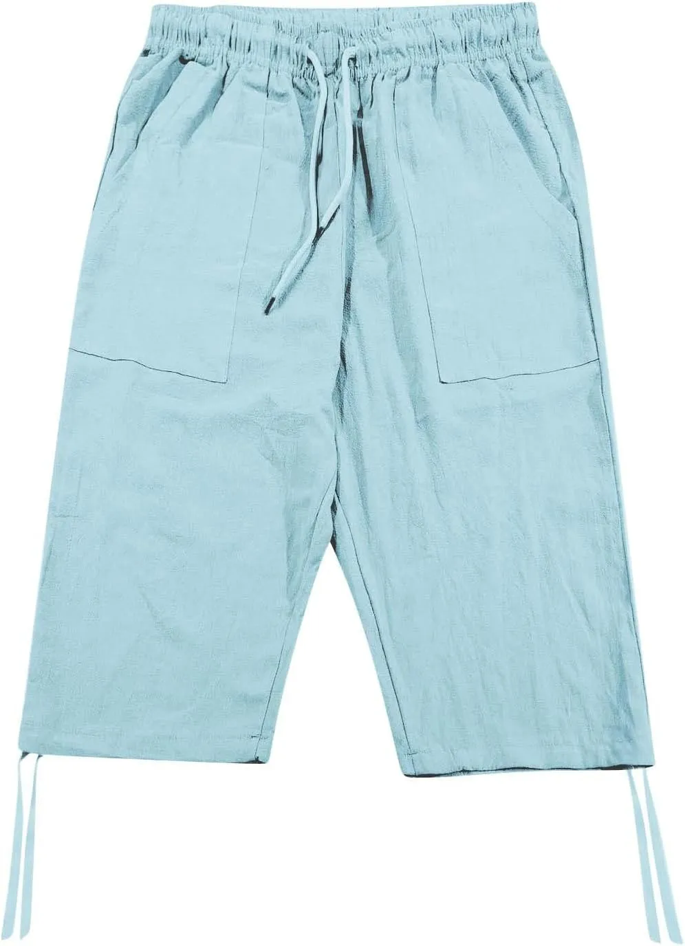 Mens Casual Linen Pants Summer Elastic Waist Straight Leg Loose Fit Beach Slacks Joggers Sweatpants, Tactical Pants Men