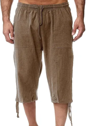 Mens Casual Linen Pants Summer Elastic Waist Straight Leg Loose Fit Beach Slacks Joggers Sweatpants, Tactical Pants Men