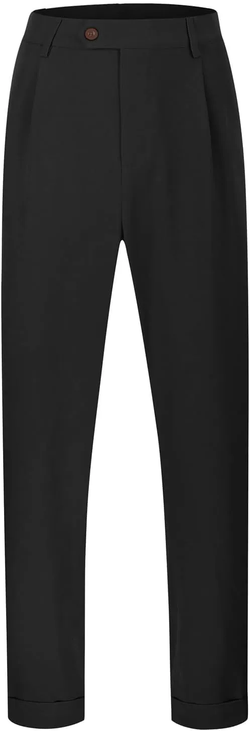 Mens Casual Pants Elastic Waist Loose Fit Lightweight Pleated Slacks Summer Beach Yoga Trousers, Tactical Pants for Men