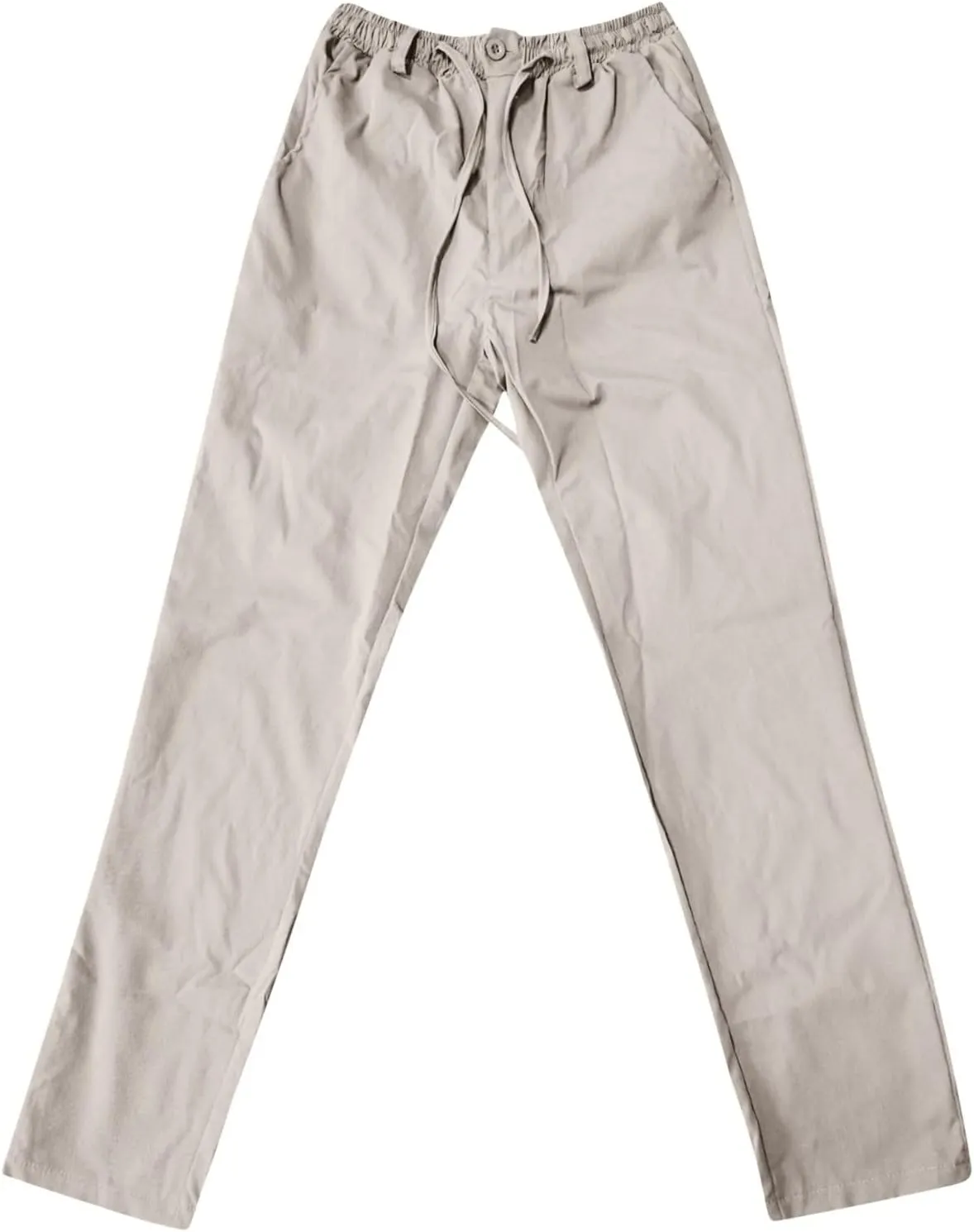 Men's Casual Pants, Waffle Linen Pants, Lightweight Sweatpants Open Bottom Lounge Joggers, Loose Fit Beach Summer Pants