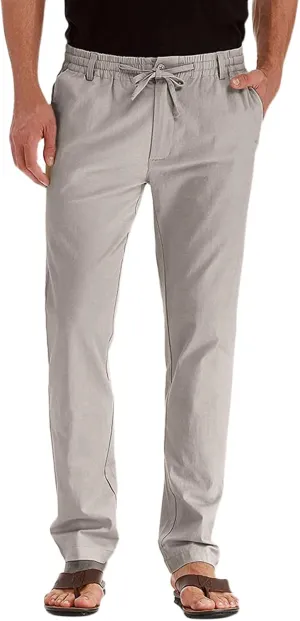 Men's Casual Pants, Waffle Linen Pants, Lightweight Sweatpants Open Bottom Lounge Joggers, Loose Fit Beach Summer Pants