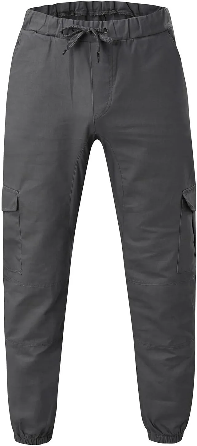 Men's Casual Solid Color Sweatpants Multi Pockets Pants Hiking Athletic Trousers Outdoor Wearing Pants with Pockets
