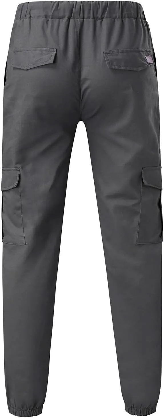 Men's Casual Solid Color Sweatpants Multi Pockets Pants Hiking Athletic Trousers Outdoor Wearing Pants with Pockets
