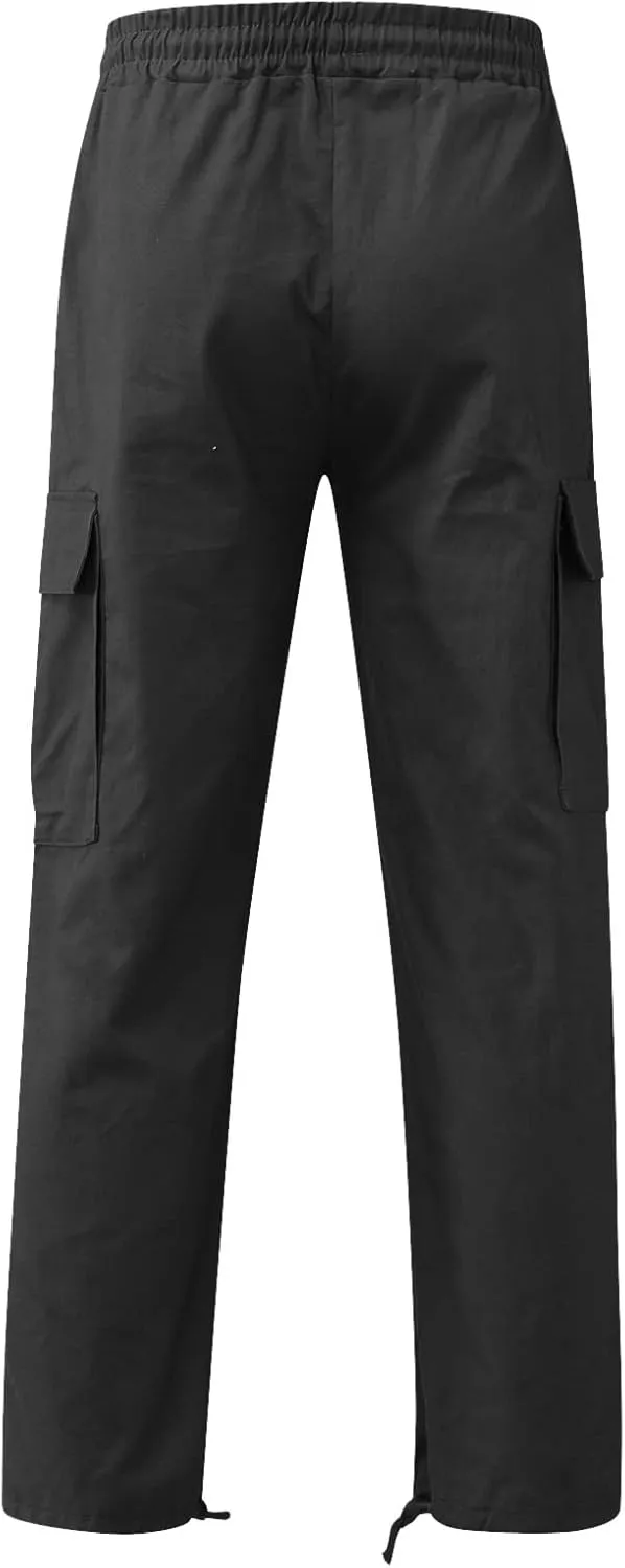 Men's Causal Wide Leg Cargo Pants Athletic Pants Loose-Fit Classic Lightweight Comfy Daily Wear with Multi-Pocket