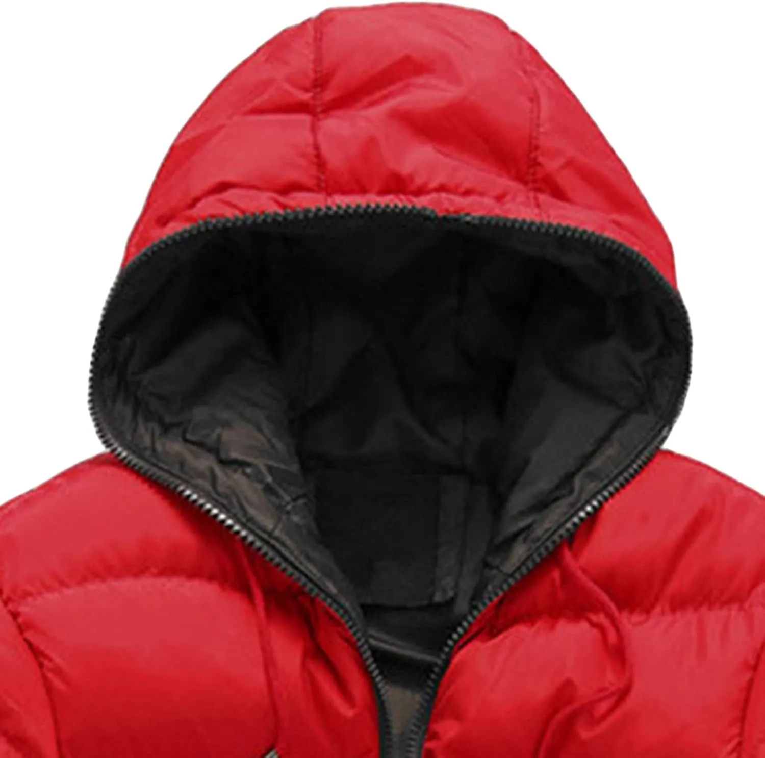 Men's Color Winter Hooded Jacket Casual Warm Cotton-Padded Jacket Coat Male Quilted Thick Hooded Jacket With Hood