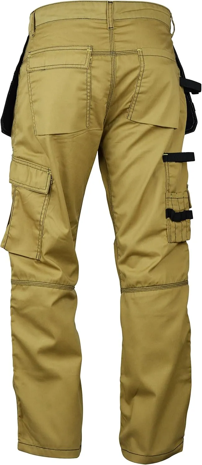 Men's Construction Pants with Cordura Knees Reinforced Carpenter Work Pants Tactical Workwear Cargo Safety Trousers