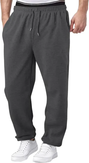 Men's Cotton Casual Pants, Elastic Waist Bottom Sweatpants, Workout High Waist Lightweight Drawstring Summer Yoga Pants