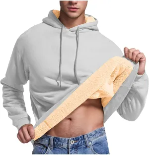 Mens Fleece Lined Hoodies Heavyweight Thick Winter Pullover Sherpa Warm Hooded Sweatshirt Thermal Windproof Jacket