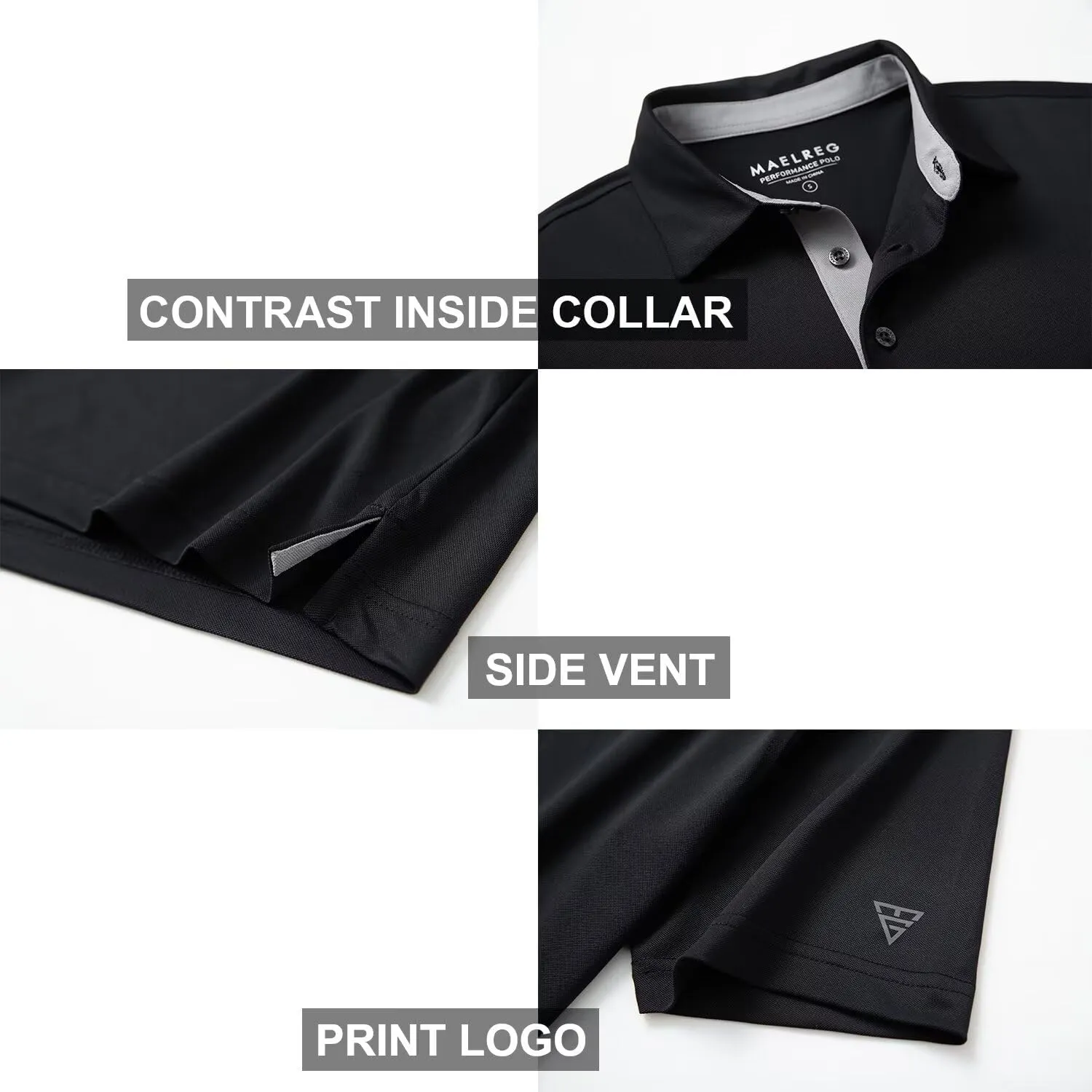 Mens Golf Shirt Short and Long Sleeve Moisture Wicking Dry Fit Performance Solid Casual Pique Golf Polo Shirts for Men