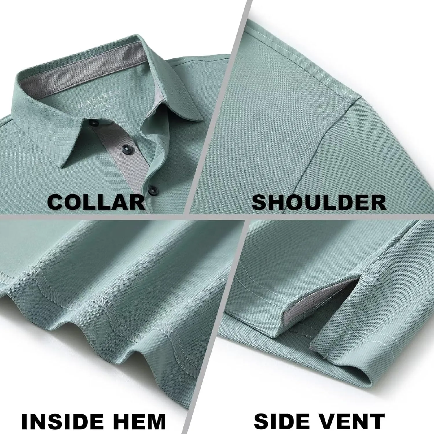 Mens Golf Shirt Short and Long Sleeve Moisture Wicking Dry Fit Performance Solid Casual Pique Golf Polo Shirts for Men