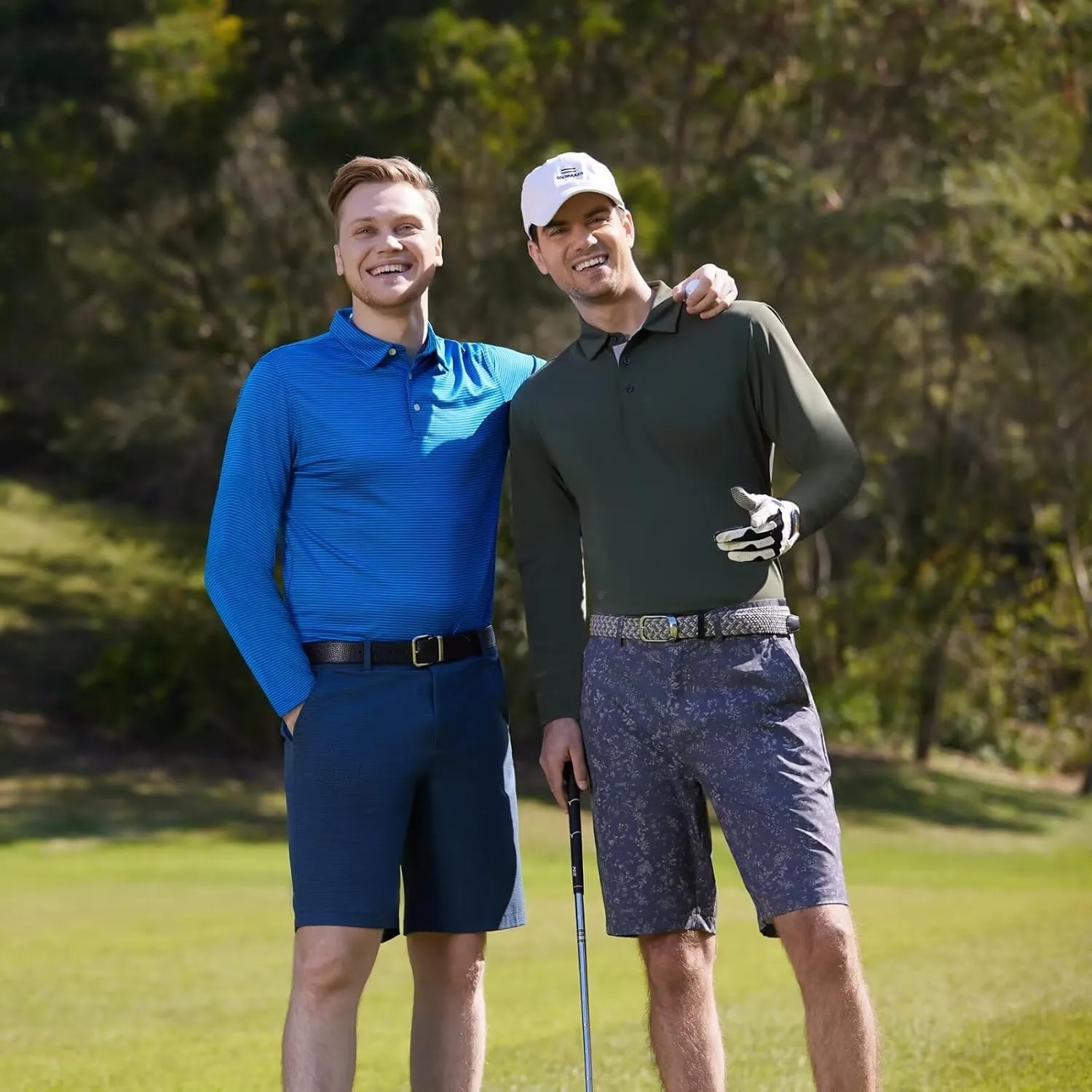 Mens Golf Shirt Short and Long Sleeve Moisture Wicking Dry Fit Performance Solid Casual Pique Golf Polo Shirts for Men