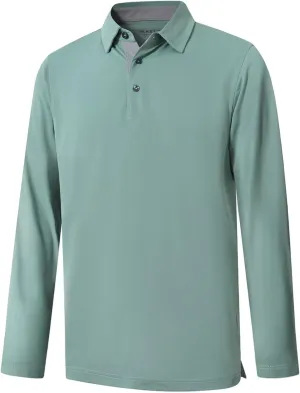 Mens Golf Shirt Short and Long Sleeve Moisture Wicking Dry Fit Performance Solid Casual Pique Golf Polo Shirts for Men