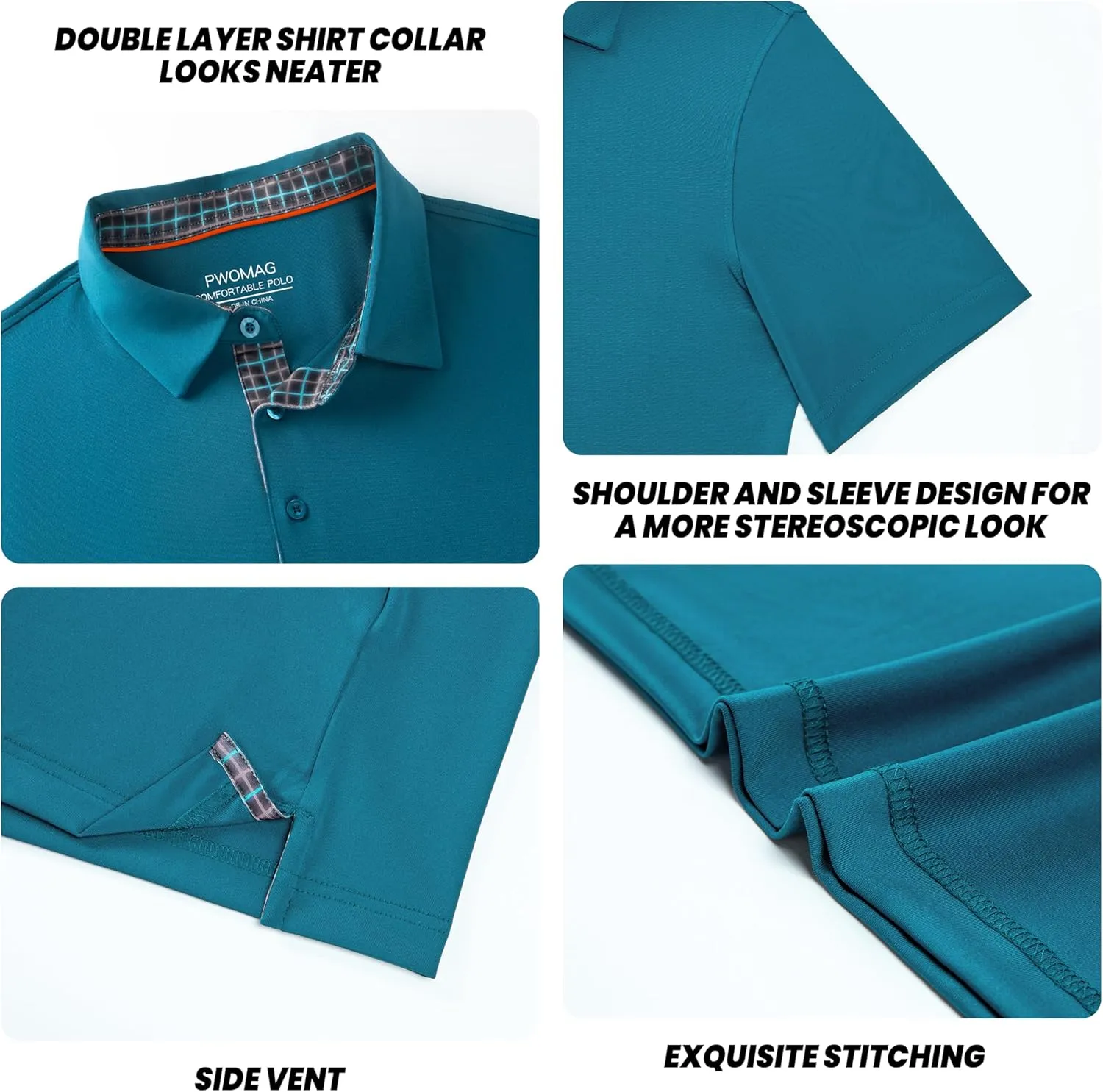 Mens Golf Shirt Short Sleeve Moisture Wicking Dry Fit Performance Casual Solid Collared Golf Polo Shirts for Men