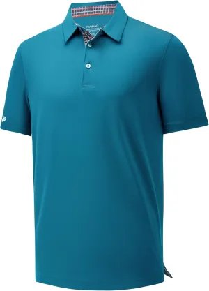 Mens Golf Shirt Short Sleeve Moisture Wicking Dry Fit Performance Casual Solid Collared Golf Polo Shirts for Men