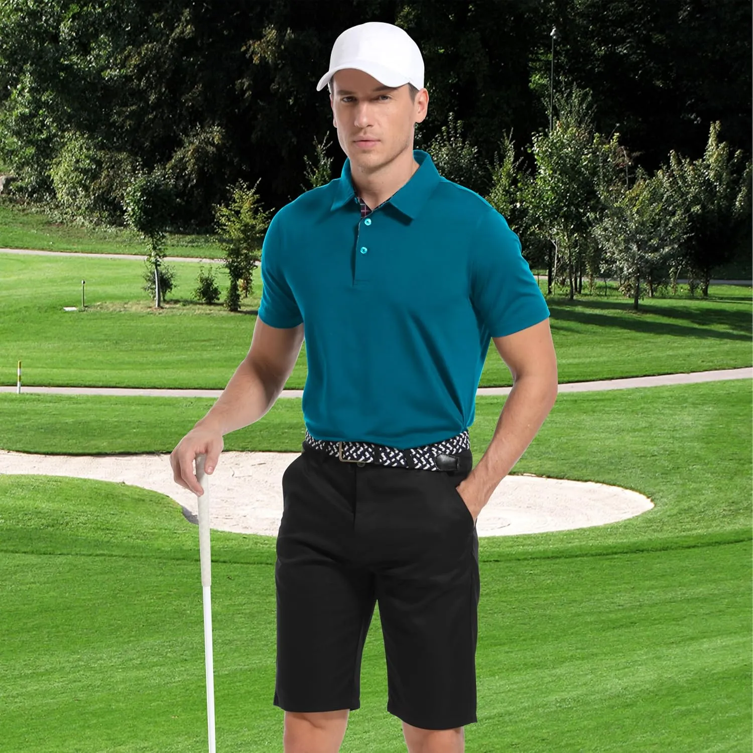 Mens Golf Shirt Short Sleeve Moisture Wicking Dry Fit Performance Casual Solid Collared Golf Polo Shirts for Men