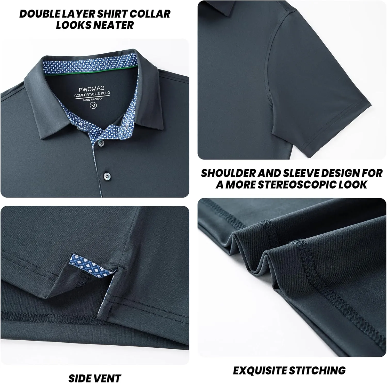 Mens Golf Shirt Short Sleeve Moisture Wicking Dry Fit Performance Casual Solid Collared Golf Polo Shirts for Men
