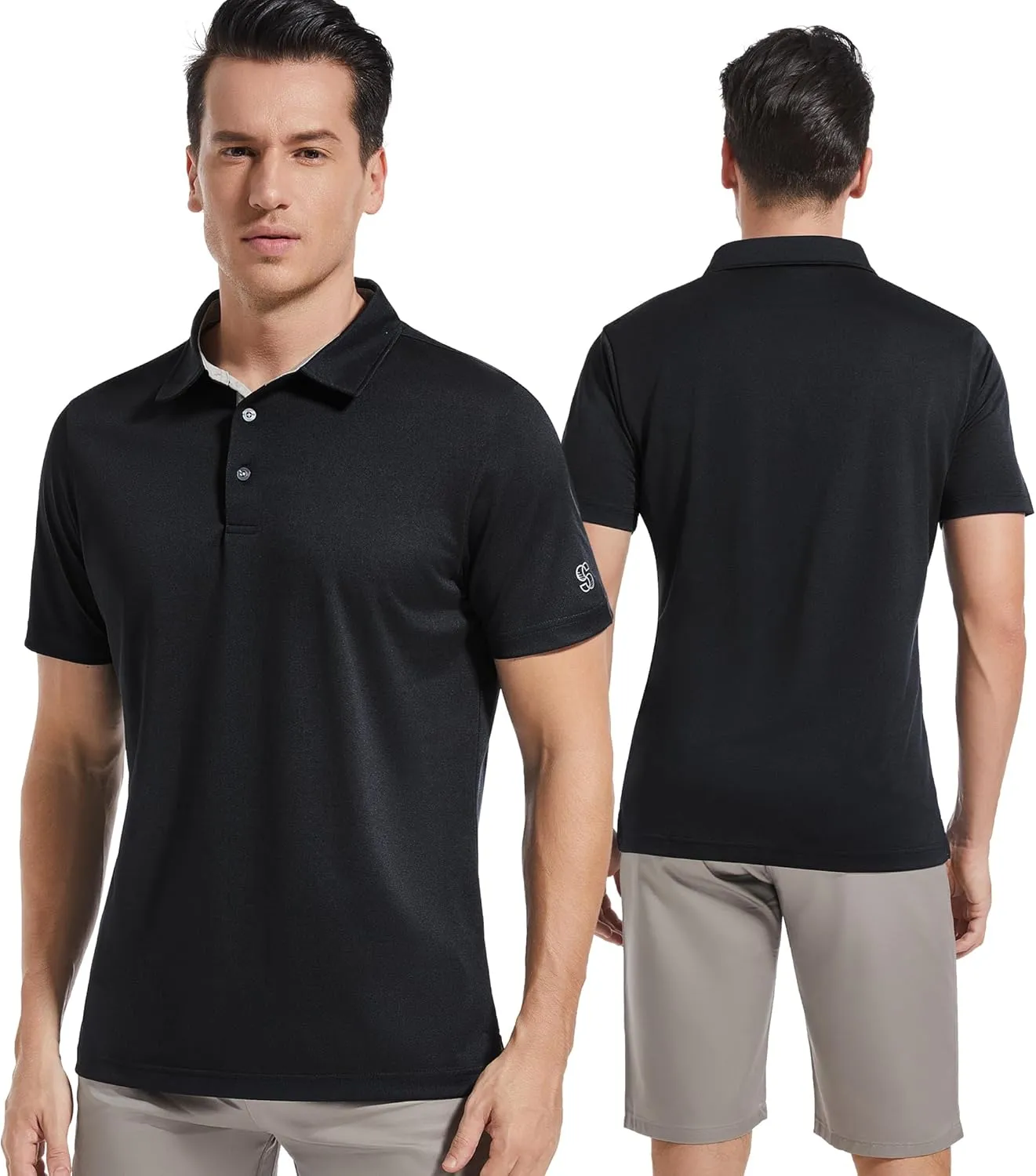Mens Golf Shirt Short Sleeve Moisture Wicking Dry Fit Performance Solid Casual Pique Collared Golf Polo Shirts for Men
