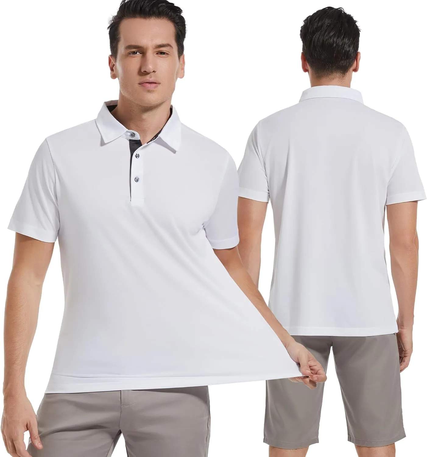 Mens Golf Shirt Short Sleeve Moisture Wicking Dry Fit Performance Solid Casual Pique Collared Golf Polo Shirts for Men