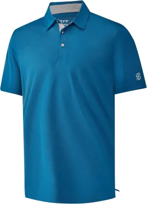 Mens Golf Shirt Short Sleeve Moisture Wicking Dry Fit Performance Solid Casual Pique Collared Golf Polo Shirts for Men