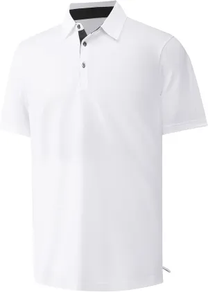Mens Golf Shirt Short Sleeve Moisture Wicking Dry Fit Performance Solid Casual Pique Collared Golf Polo Shirts for Men