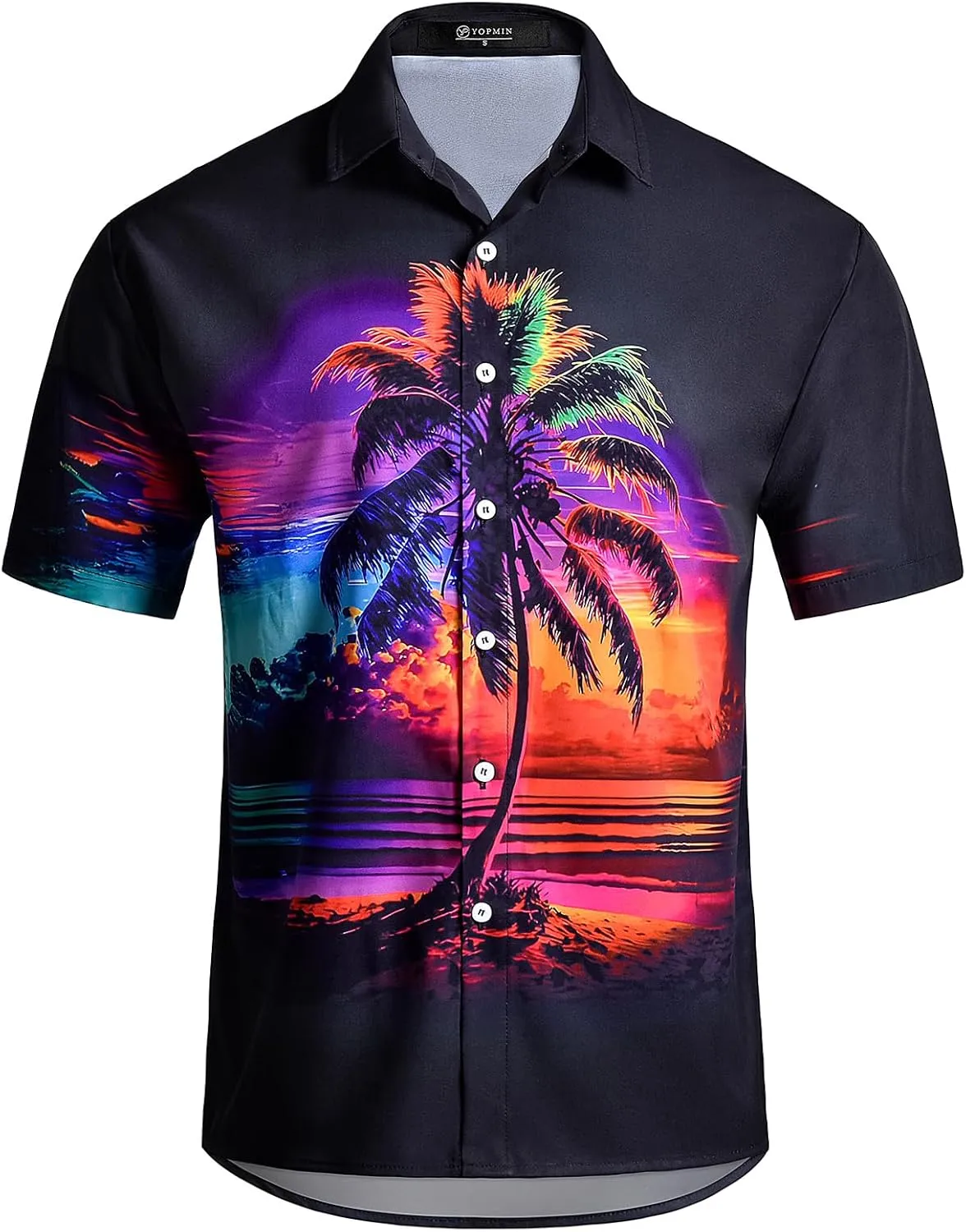 Men's Hawaiian Printed Short Sleeve Shirts Tropical Floral Button Down Aloha Holiday Shirt Vacation Casual Beach Clothings