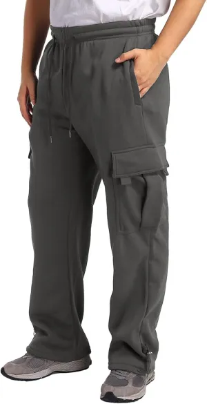 Men's Jogger Cargo Pants, Elastic Waist Drawstring Straight Leg Sweatpants, Lightweight Casual Trousers with Pockets