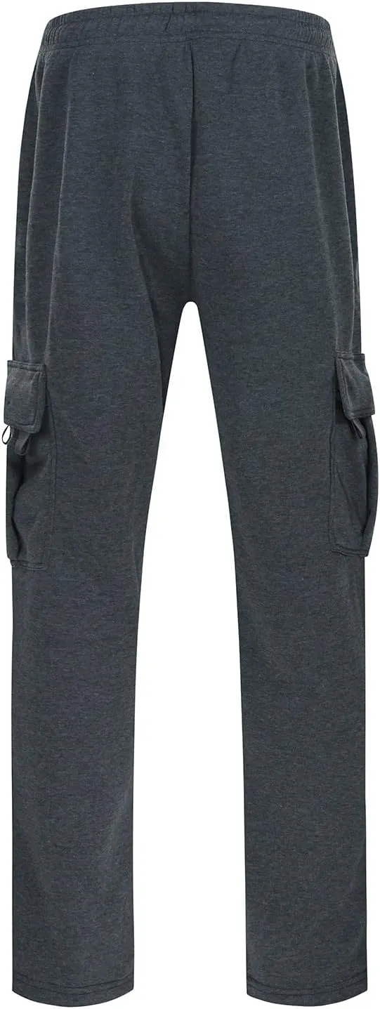 Men's Jogger Cargo Pants, Elastic Waist Drawstring Straight Leg Sweatpants, Lightweight Casual Trousers with Pockets