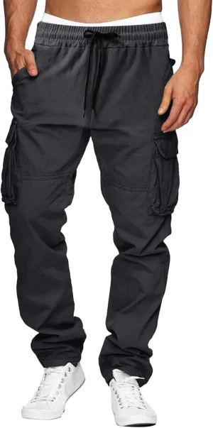 Mens Jogger Pants Regular Fit Casual Hiking Athletic Pant Lightweight Elastic Waist Cargo Pant Sweatpant Trousers with Pocket