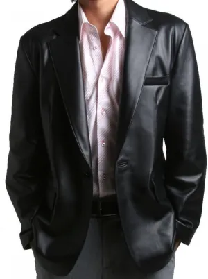 Men's Leather Blazer Genuine Soft Lambskin Two Button Coat LB015
