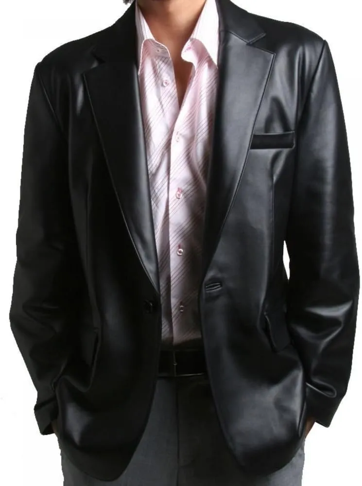 Men's Leather Blazer Genuine Soft Lambskin Two Button Coat LB015