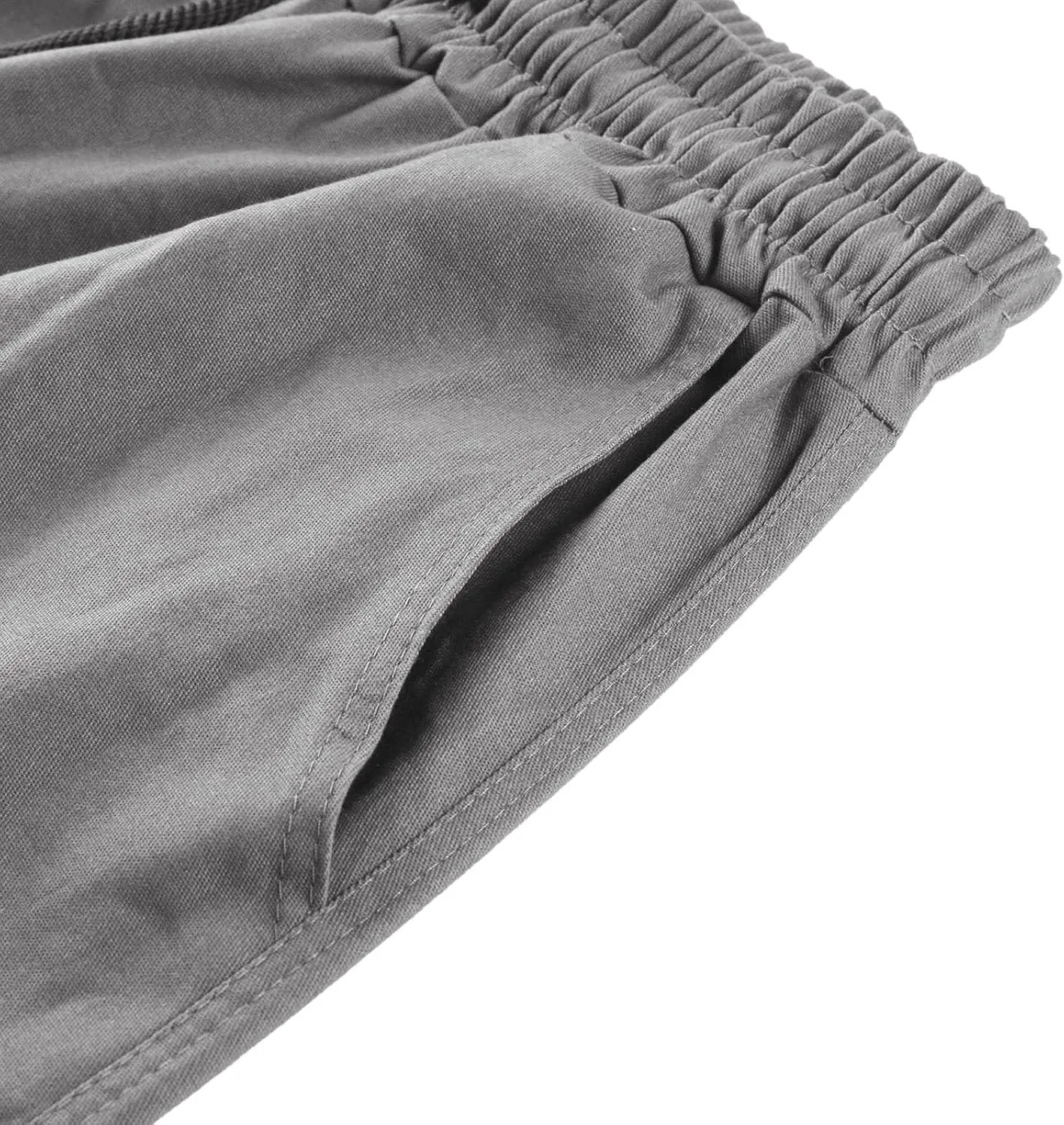Men's Lightweight Fleece Cargo Sweatpants Baggy Elastic Waist Drawstring Pants Pockets Running Joggers Trousers