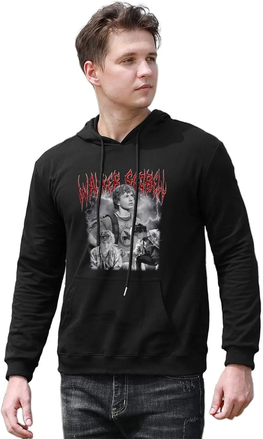 Mens Long Sleeve Tops Hooded Sweatshirt, Soft Fleece Pullover Hooded