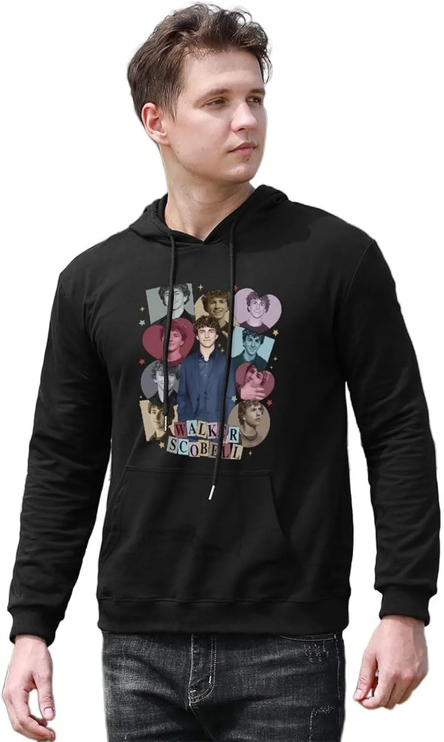 Mens Long Sleeve Tops Hooded Sweatshirt, Soft Fleece Pullover Hooded